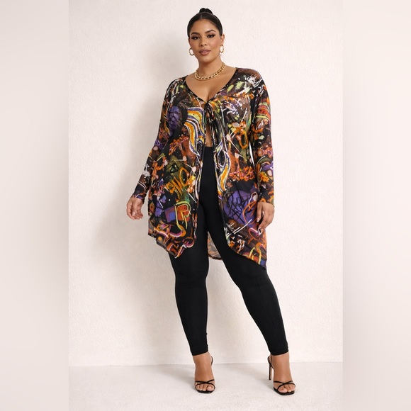 Tops - Graffiti Split Tunic Top